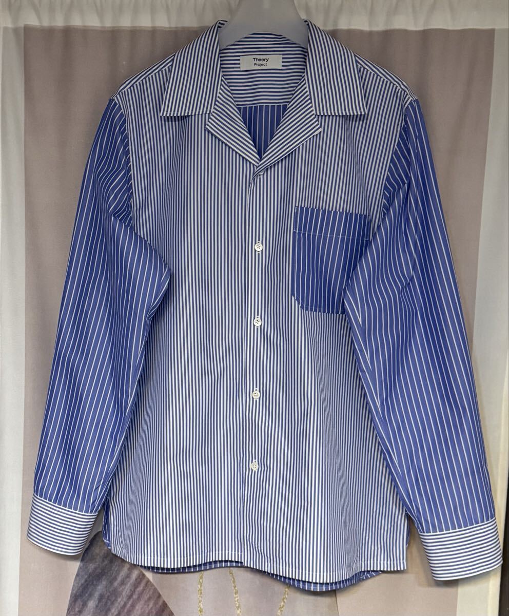 セオリー プロジェクト ストライプ オープンカラーシャツ拍卖