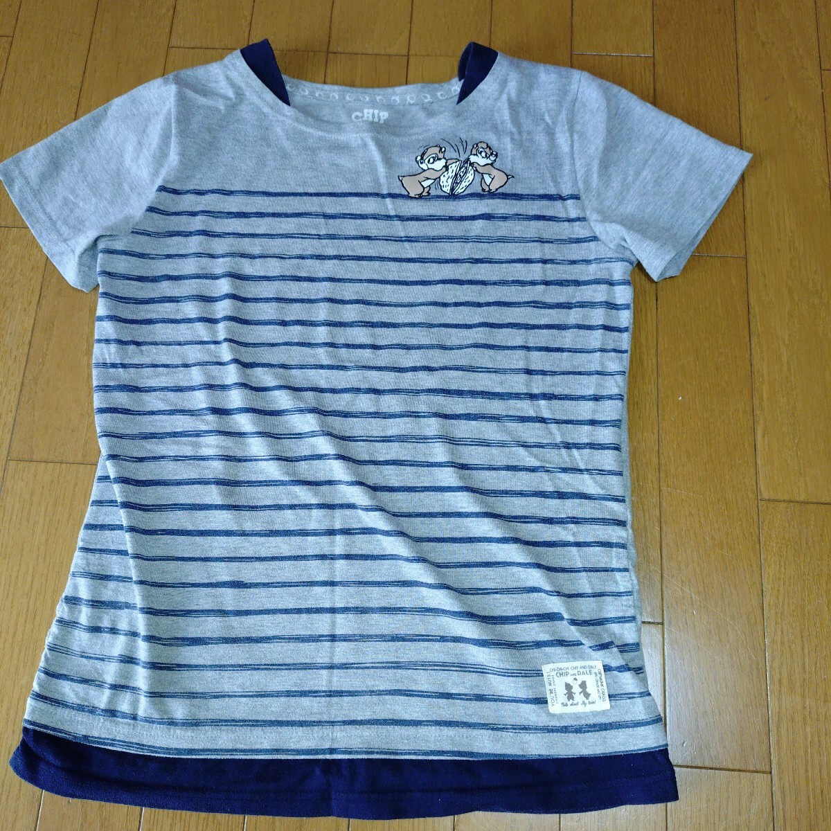 チップとディール グレー LL 半袖Tシャツ ボーダー カットソー ボーダーTシャツ 同梱可拍卖