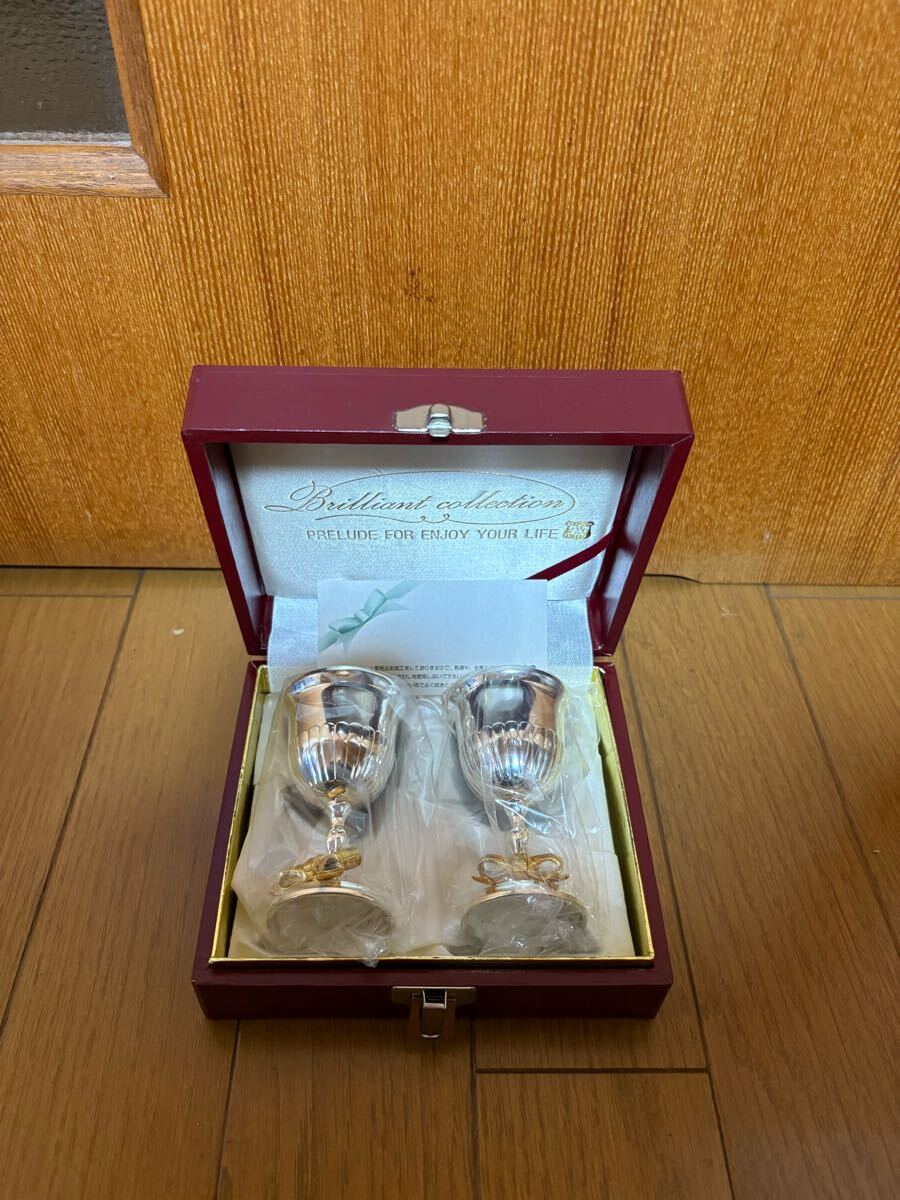【新品】ブリリアントコレクション ミニカップ 食器 ワイングラス ペアグラス 食器 銀色 シルバー 酒杯 酒器 銀杯 ワイングラス 記念品拍卖