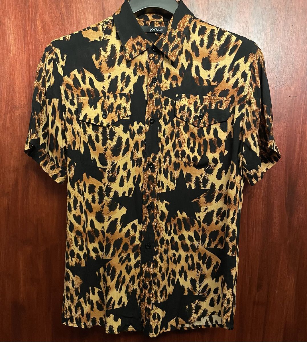 JOYRICH ヒョウ柄 半袖レーヨンシャツ ブラック Sサイズ ジョイリッチ アロハシャツ 豹柄 半袖シャツ 黒拍卖