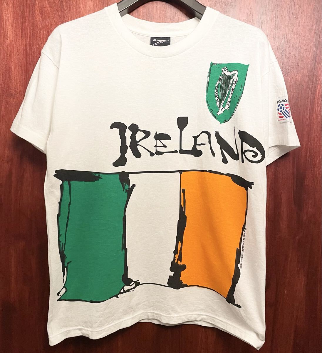 激レア MADE IN USA製 90s 公式ライセンス品 TEAM GEAR 1994 FIFA WORLD CUP USA IRELAND モデル プリントTシャツ Lサイズ サッカー 米国製拍卖
