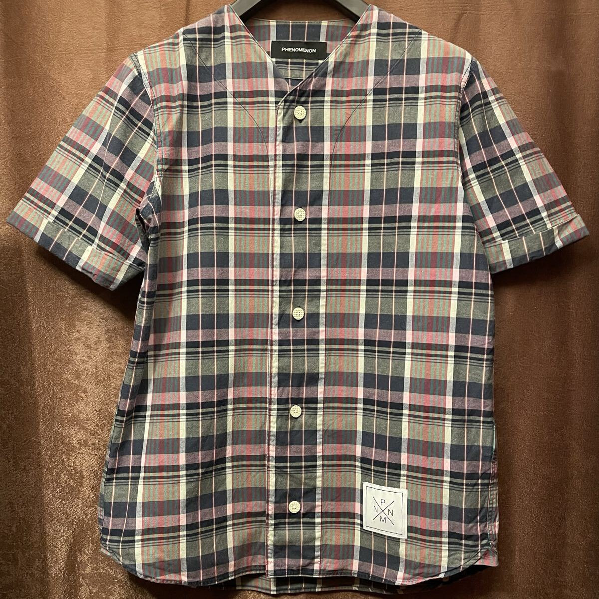 MADE IN JAPAN製 PHENOMENON 2012年SSモデル チェック柄 ベースボールシャツ ピンク 38/Mサイズ フェノメノン 日本製 SWAGGER スワッガー拍卖