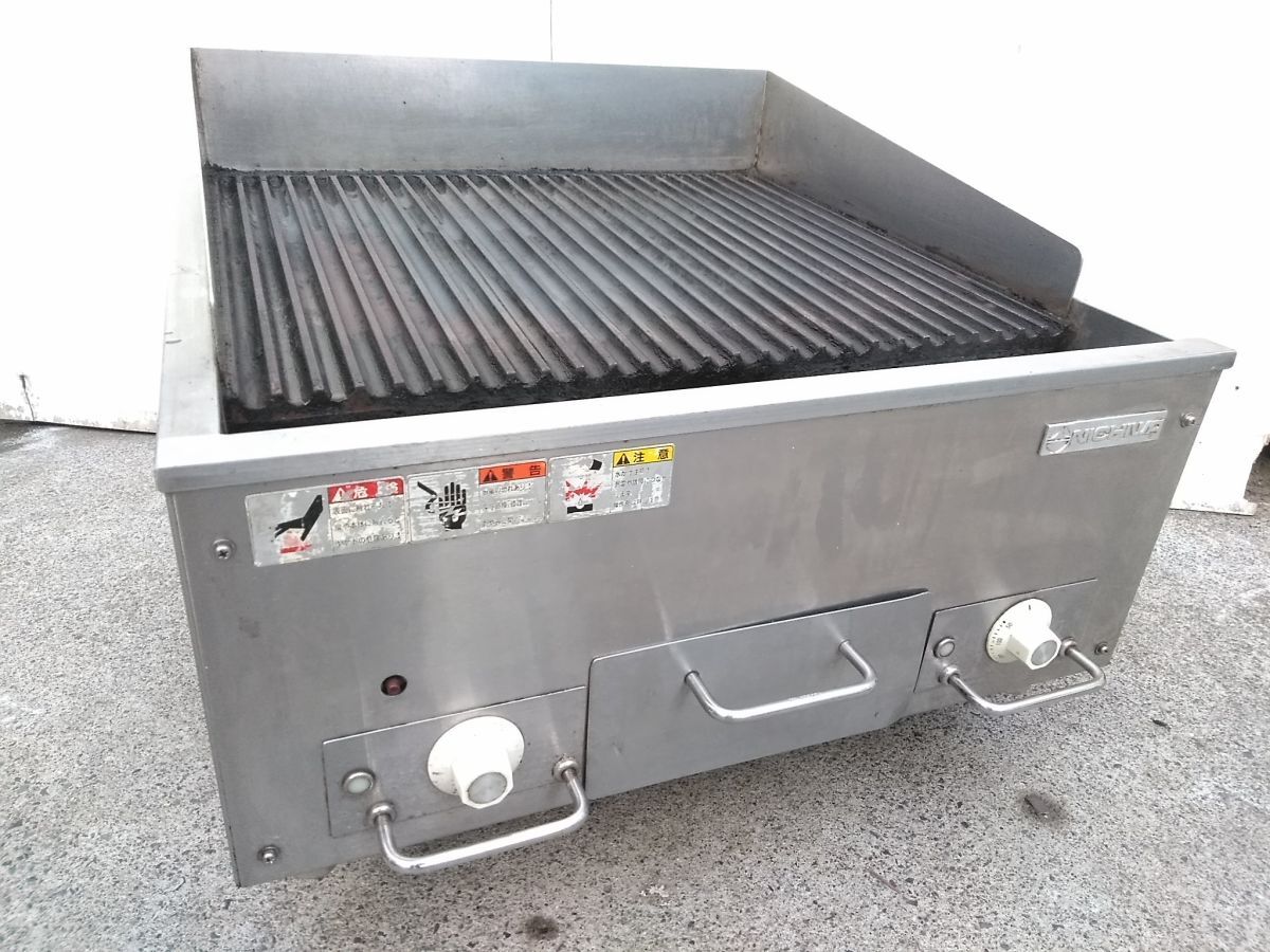 ◇ニチワ 電気グリドル 溝入りグリドル板 TEG-600C 3相200V 52kg チャコール仕様 W60×D63×H40 0804-6 #◇拍卖