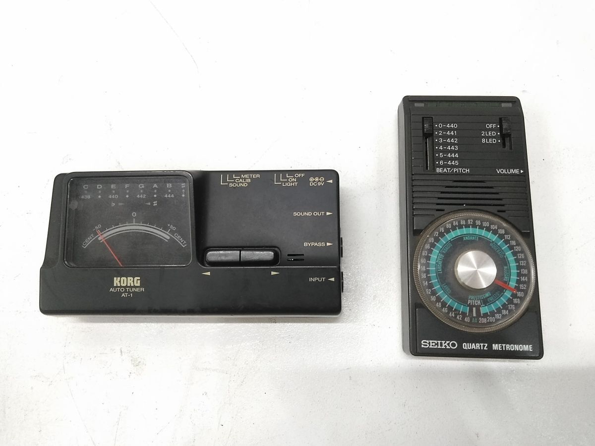♪2点セット KORG AUTO TUNER AT-1 チューナー / SEIKO SQM-349 QUARTZ METTRONOME メトロノーム 0816-65H @60♪拍卖