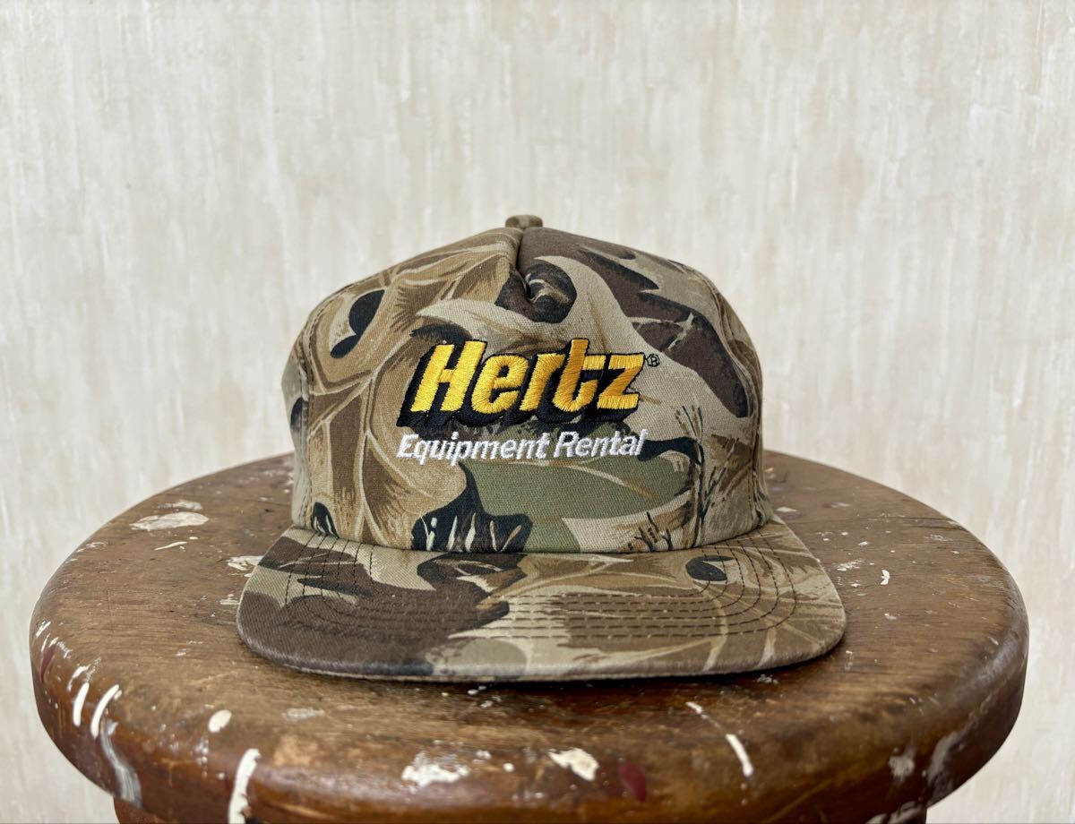90's USA製 HERTZ CAP フリーサイズ 6パネル 古着 ヴィンテージ 帽子 キャップ 迷彩 アメリカ製 カモ拍卖