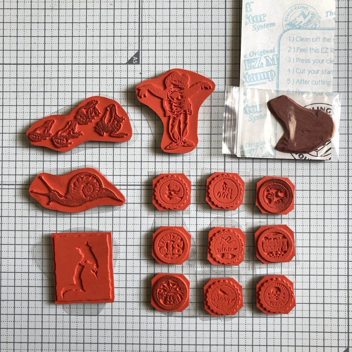 ラバー スタンプ 印面 のみ クッションシート 付き カエル 蛙 ハロウィン 猫 かたつむり拍卖