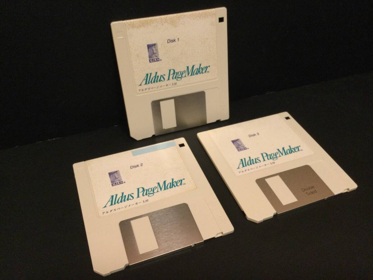 【希少・1990年発売 35年越え保管】 ② Aldus PageMaker 3.5J アルダスページメーカー / フロッピーディスク3枚セット 現在は動作未確認拍卖