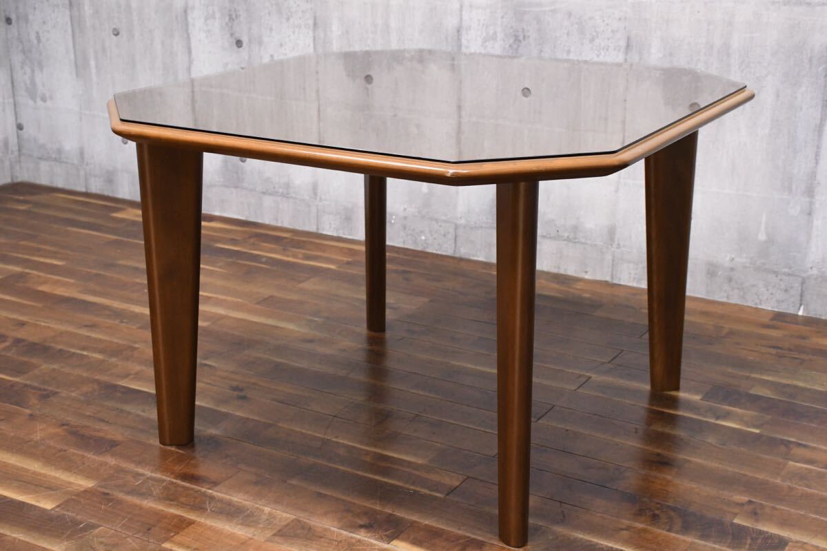 EHK41 フジファニチア オクタゴン ダイニングテーブル ガラス天板 2-4人用 八角形 食卓テーブル 食卓机 冨士ファニチア フジファニチャー拍卖