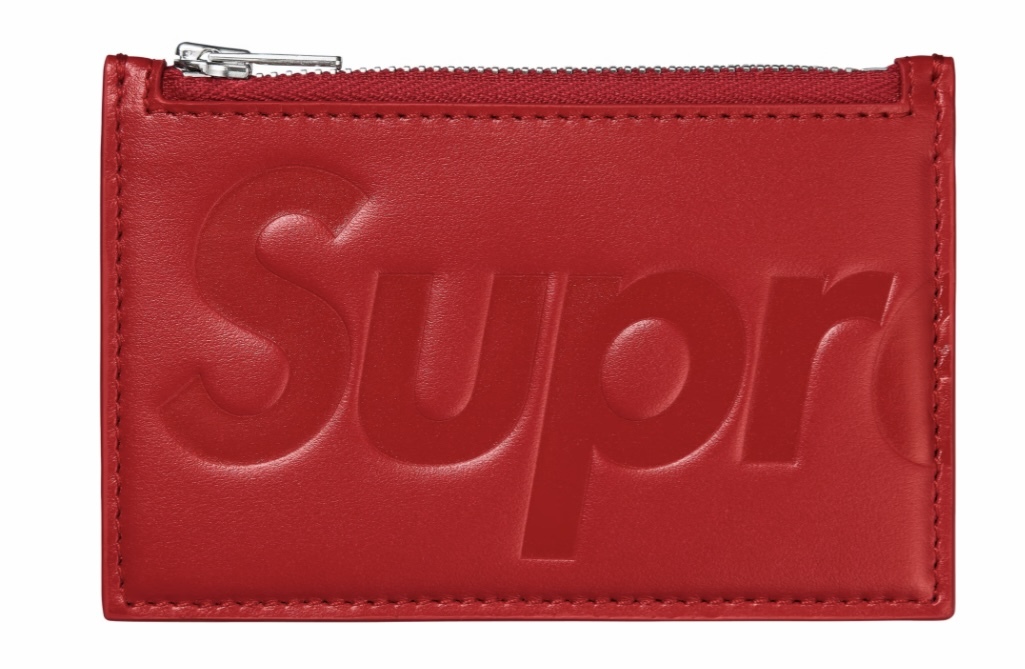 【新品】Supreme Leather Zip Card Holder COLOR/STYLE:Red 拍卖
