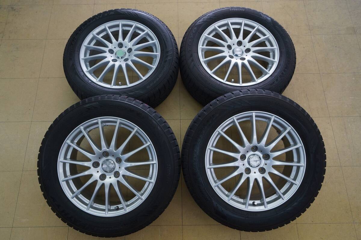 【中古 SET】215/60R17 TOYO スタッドレス TX CYBER 17 5H114.3 7J+55 エスティマ オデッセイ エクストレイル エルグランド ヴェゼル拍卖