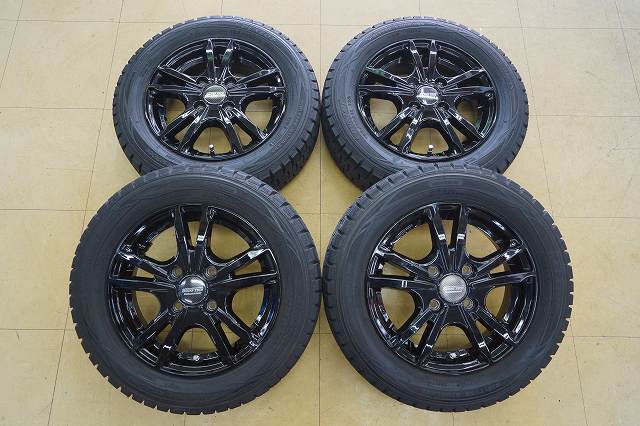 【バリ山 中古 SET】155/65R13 ダンロップ ウィンターマックス01 BAHNS TECH 13 4H100 4J+43 ムーヴ ライフ ゼスト パレット拍卖