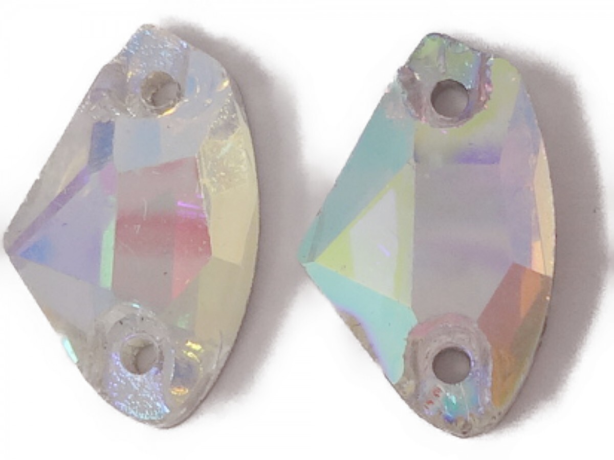 キラリ手芸部 No.6246手芸用ビジュー パーツ ソーオン ストーン(ガラスビーズ ラインストーン)クリスタルAB_0.85cm×1.4cm_14個入り拍卖