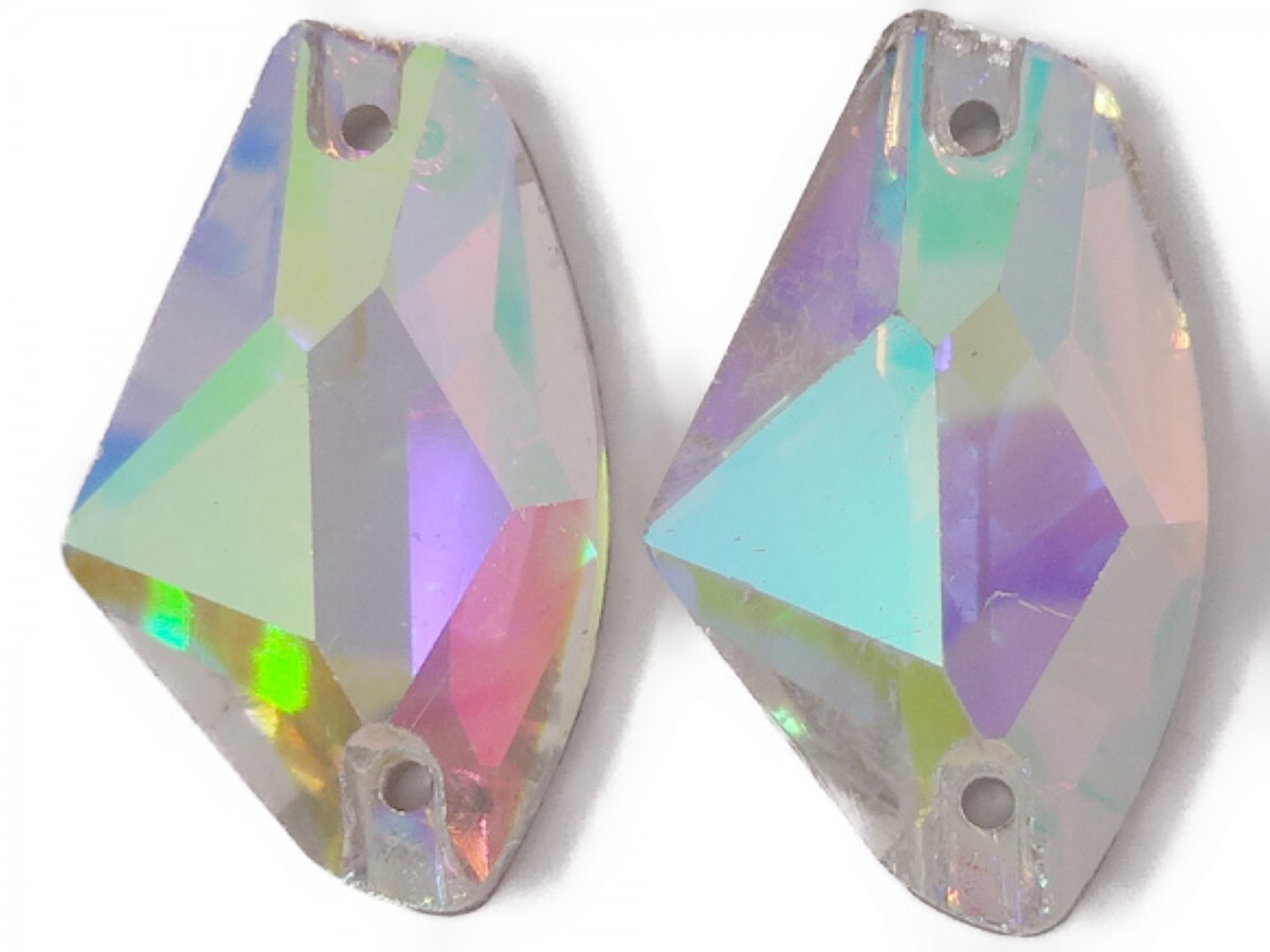 キラリ手芸部 No.6248手芸用ビジュー パーツ ソーオン ストーン(ガラスビーズ ラインストーン)クリスタルAB_1.6cm×2.7cm_6個入り拍卖