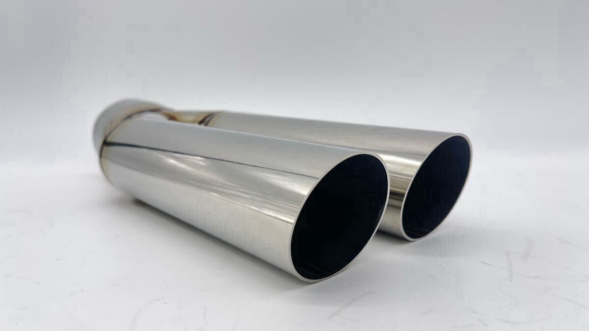 ☆ワンオフマフラーカッターデュアルマフラー出口15°スラッシュカットW50.8φ入口60.5φ サイズ変更も可能!拍卖