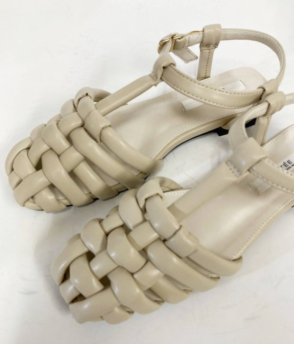新品/36/JETEE 編み込みデザイン サンダル ライトベージュ (23cm相当)管理6拍卖