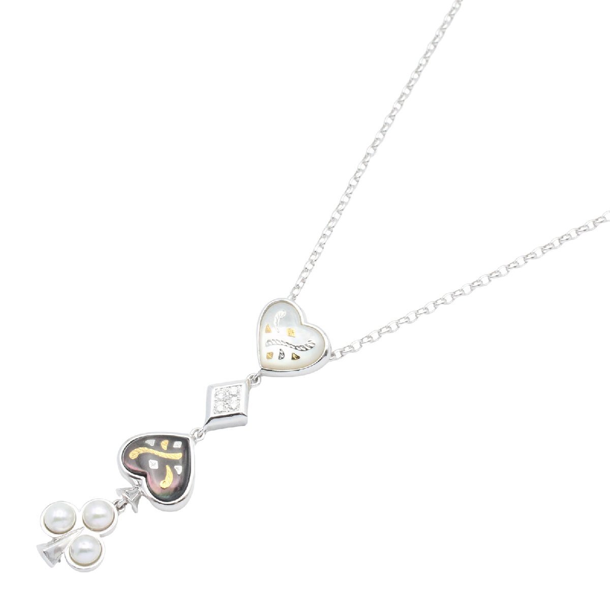 ミキモト パール ダイヤ ピクウェ ネックレス ブランドオフ MIKIMOTO K18WG(ホワイトゴールド) ネックレス K18WG/K18 中古 レディース拍卖