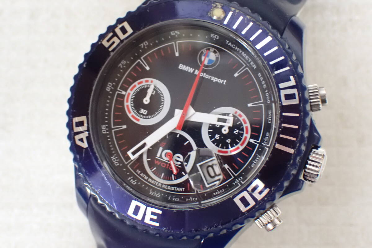 ICE WATCH×BMW クロノグラフ 腕時計 メンズ ブルー 稼働品 定形外郵便全国一律390円 D2-MA 拍卖