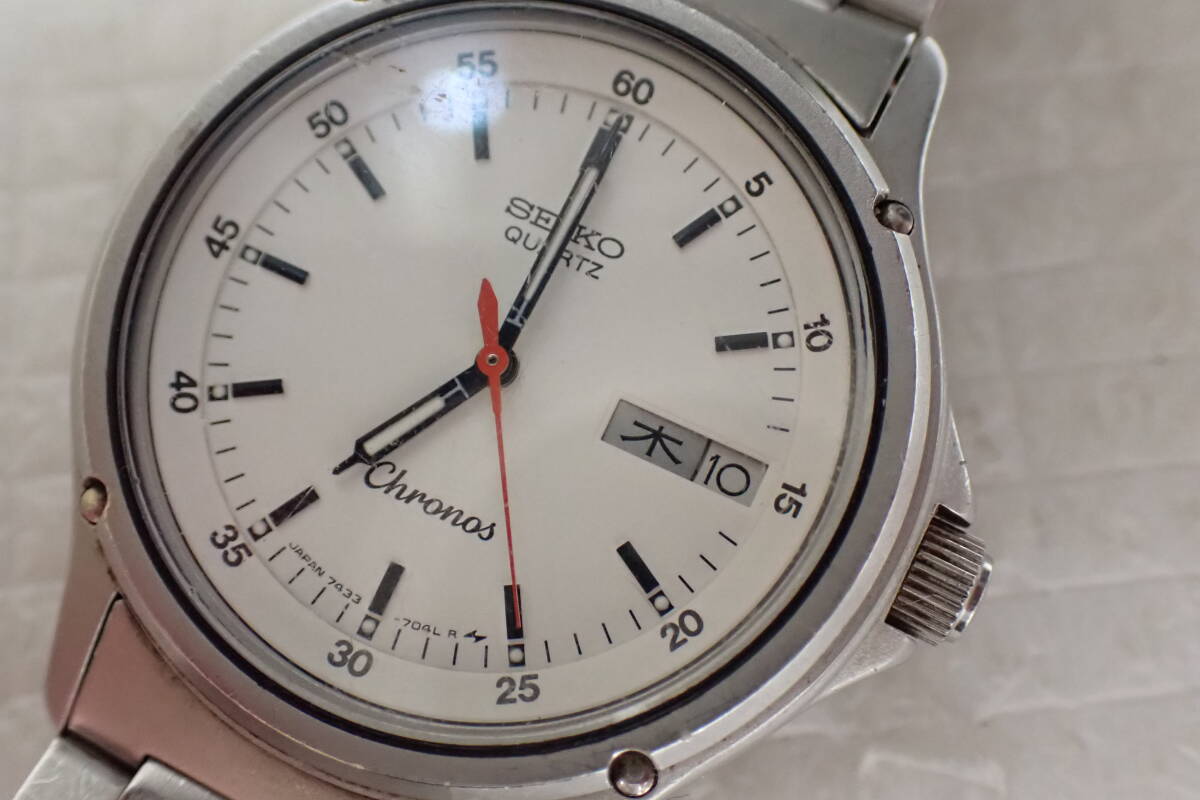 SEIKO セイコー クロノス 7433-7030 腕時計 クォーツ シルバー メンズ 不動品 定形外郵便全国一律270円 D2-MA拍卖