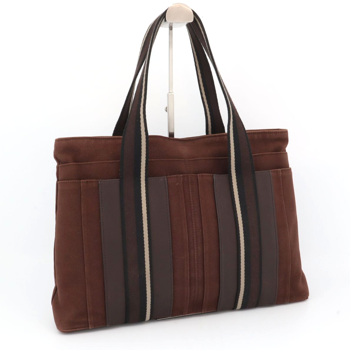 エルメス HERMES トロカホリゾンタルMM ハンドバッグ トートバッグ キャンバス×レザー ブラウン メンズ レディース拍卖