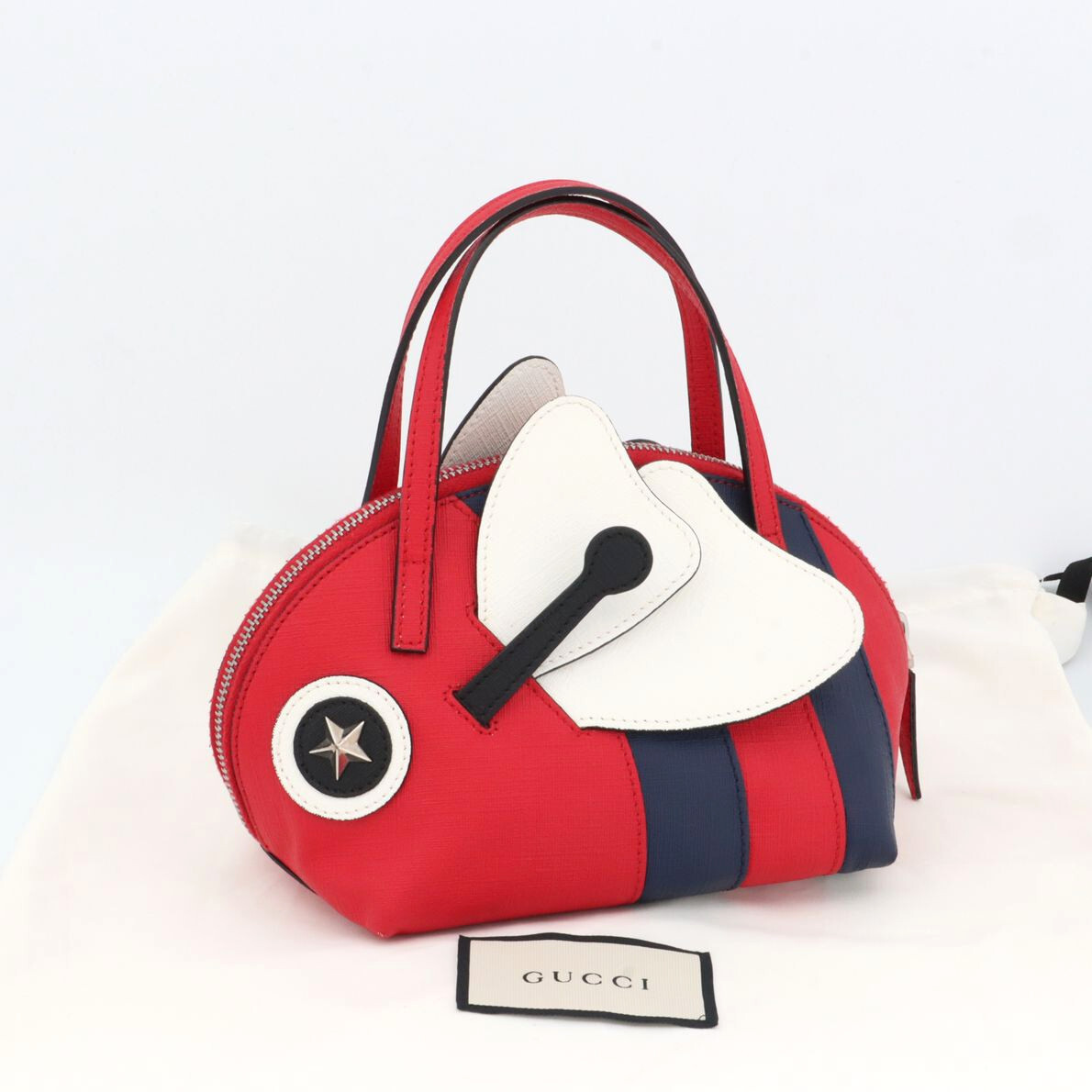 美品 グッチ GUCCI チルドレンズ ハンドバッグ ミニバッグ ビー 蜂 ハチ レッド×ホワイト レディース レザー 432695拍卖