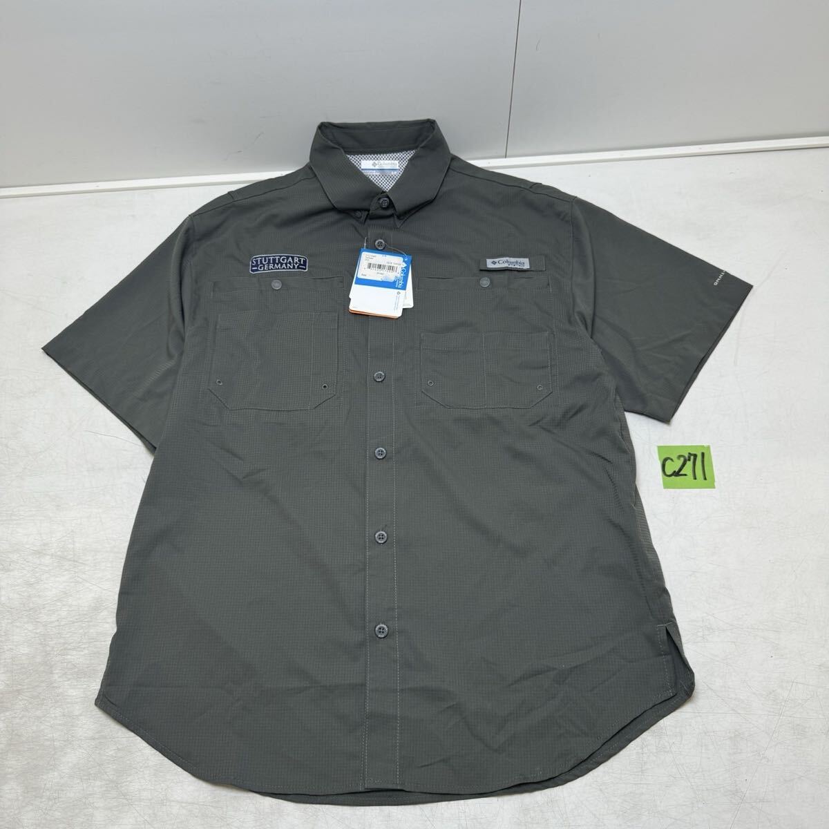 ★C271【未使用品】Columbia コロンビア 半袖 半袖シャツ USA シャツ ボタンダウン Sサイズ グレー★拍卖