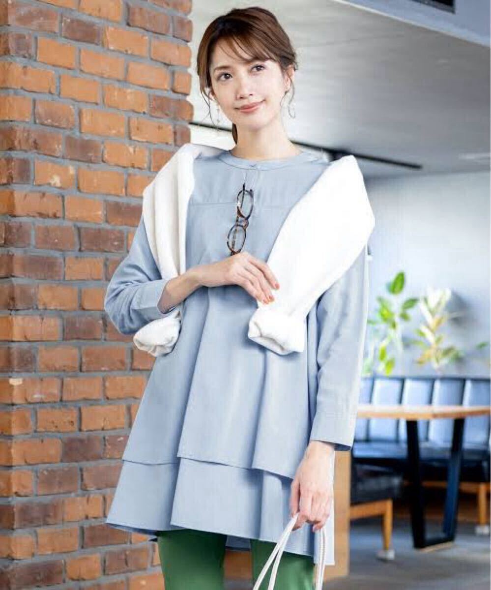 送料無料 Tiaclasse 【洗える】レイヤードヘム シャツ チュニック ロールアップ オンワード樫山拍卖