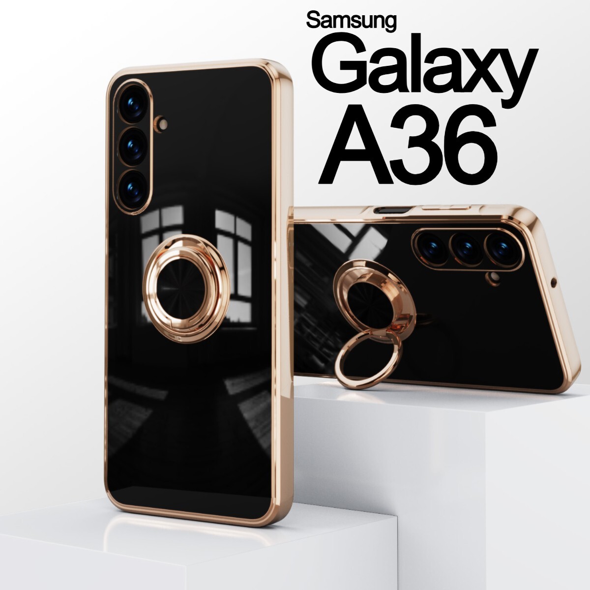 Galaxy A36 スマホケース リング付き ブラック拍卖