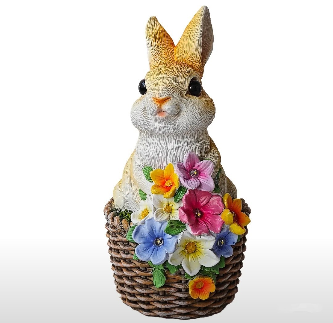 新品 ソーラーライト うさぎ ガーデンライト ウサギ 花 フラワー 花かご 防水 デコレーション かわいい 置物 装飾 癒し拍卖