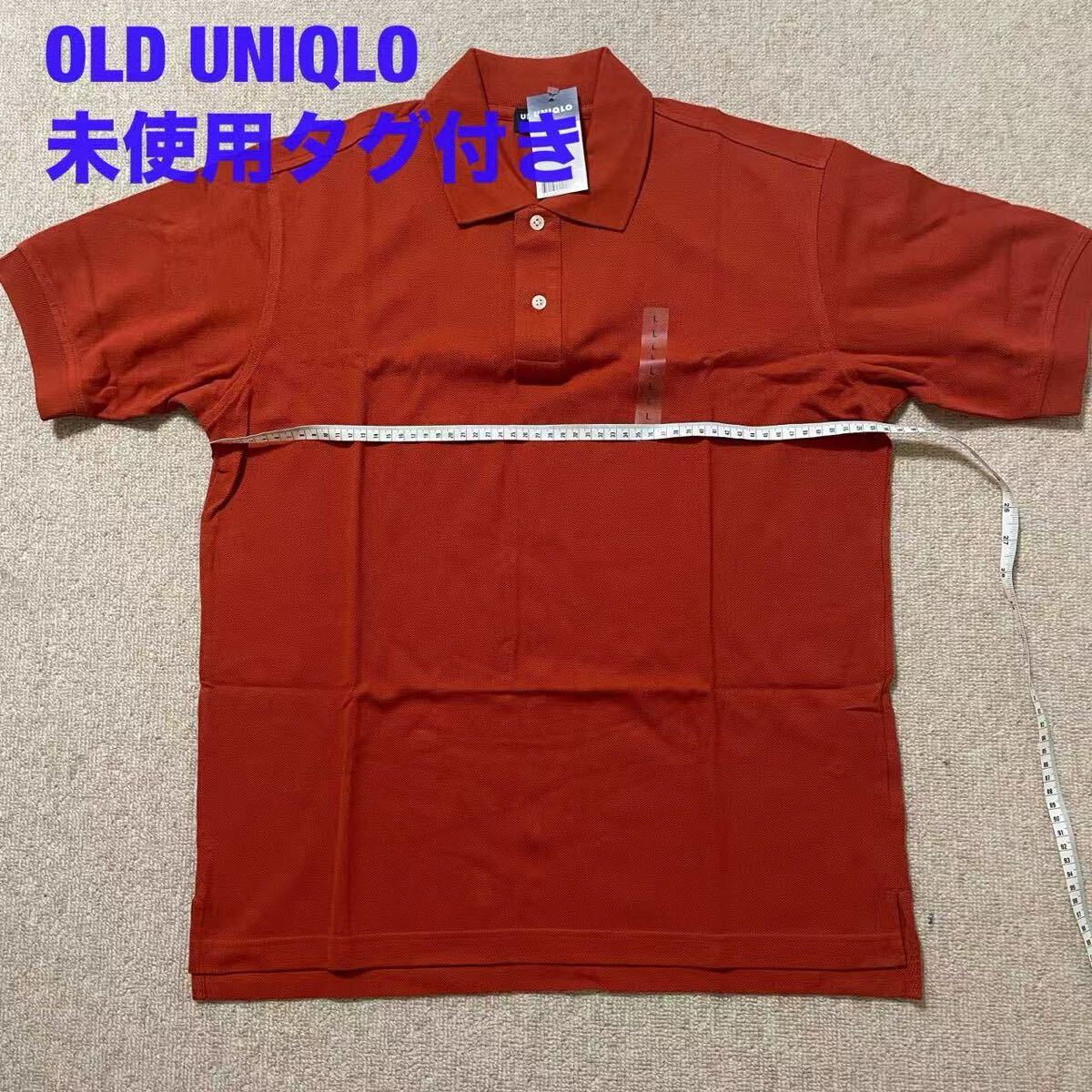 未使用タグ付き OLD UNIQLO ムジカノコポロシャツ オレンジ色 L拍卖