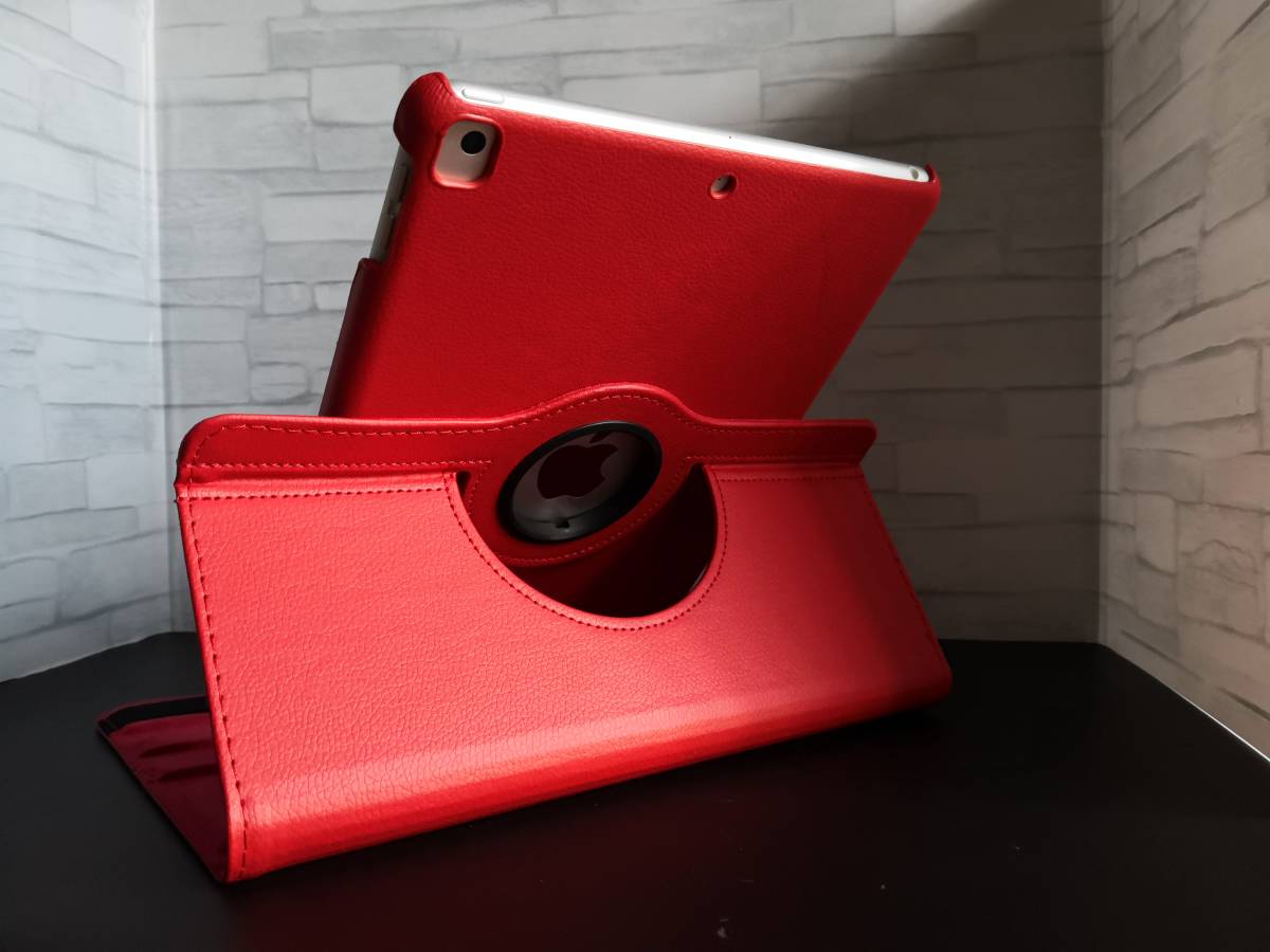 iPad 9世代/8世代/7世代 10.2インチ 共用 レッド レザーケース 360度回転,スタンド機能, 自動スリープ機能付 拍卖