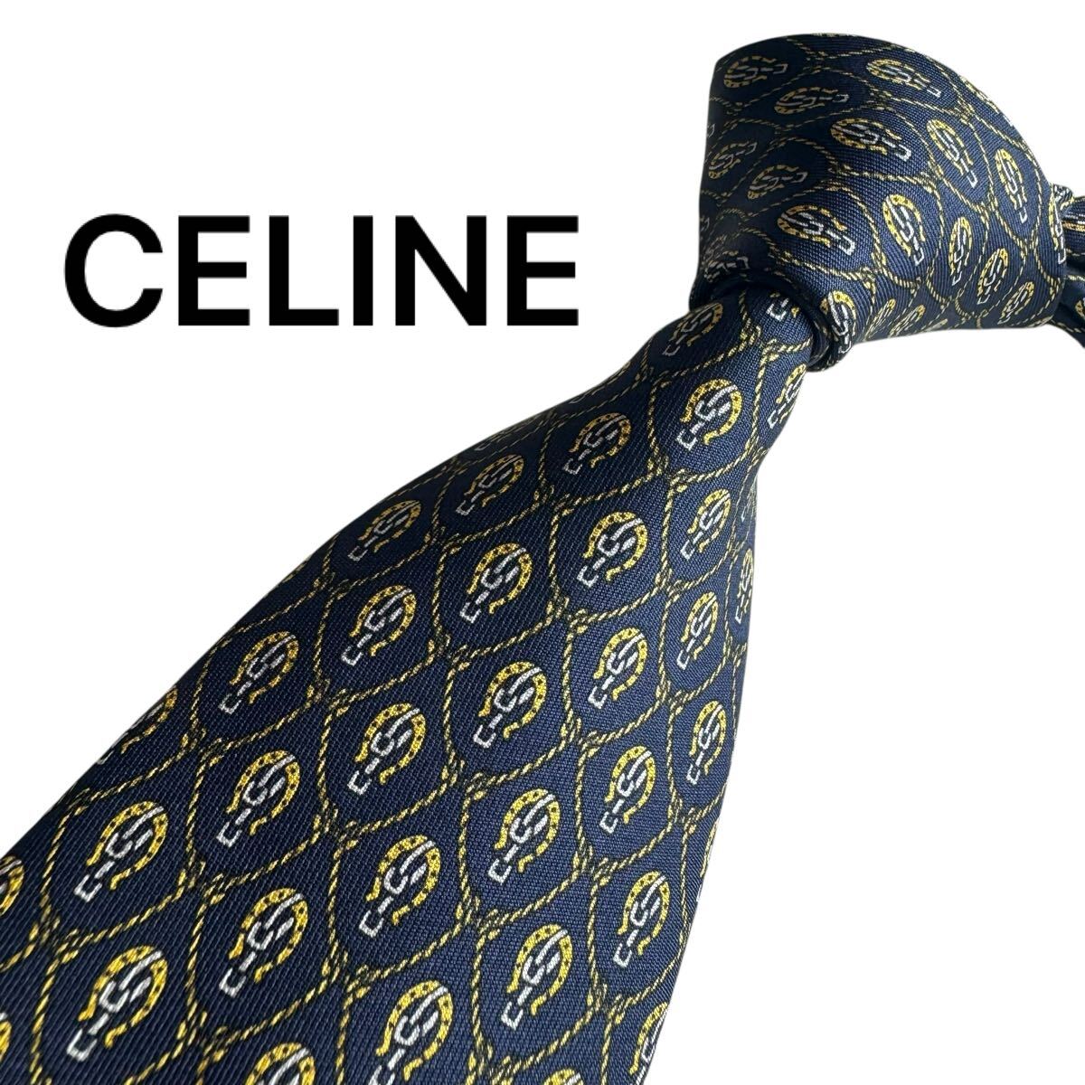 極美品★ CELINE セリーヌ ネイビー ネクタイ スーツ ビジネス 成人式 55拍卖