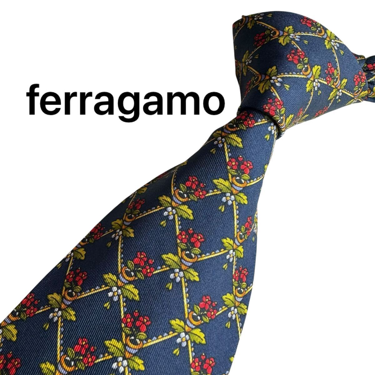 極美品★ ferragamo フェラガモ ネクタイ スーツ ビジネス 成人式 2388拍卖