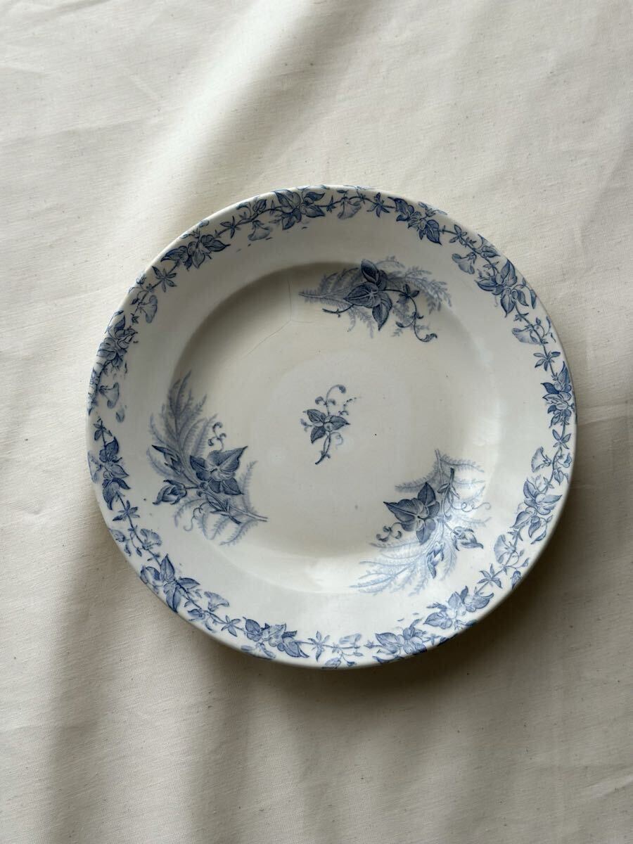 フランス アンティーク 皿 PEXONNE ペクソンヌ / “LISERON” ヒルガオの平皿プレート(蚤の市 ブロカント ヴィンテージ)拍卖