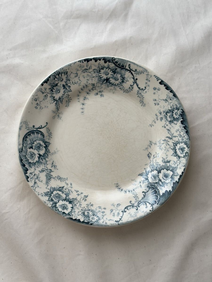 フランス アンティーク 皿 Choisy le roi ショワジールロワ / “DERBY” ローズの深皿プレート(ヴィンテージ ブロカント 蚤の市)拍卖