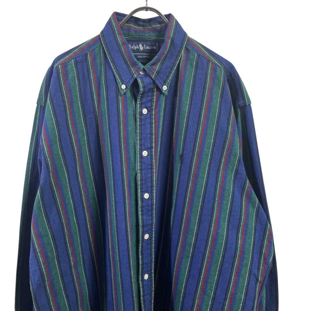 90s Ralph lauren ストライプシャツ オックスフォード L 古着 ビンテージ vintage拍卖