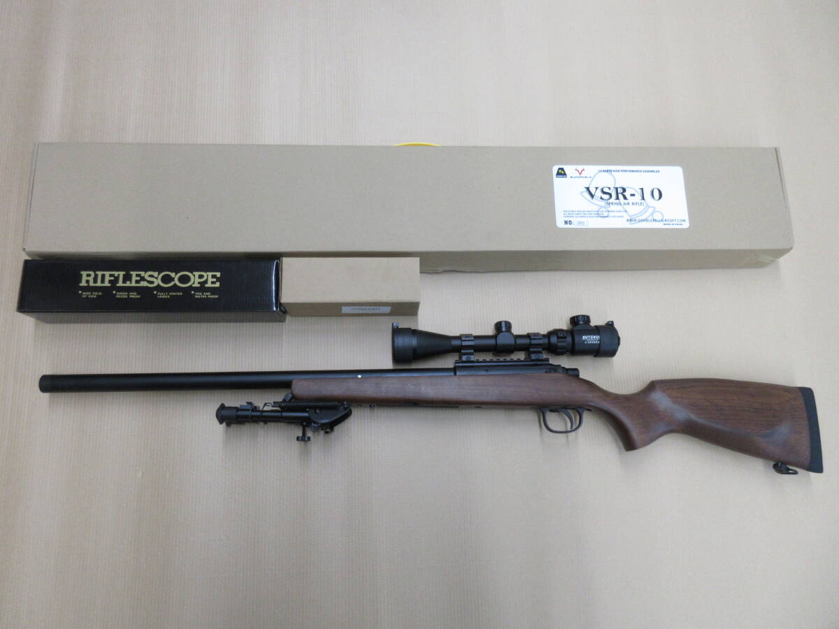 DOUBLE BELL VSR-10 M40ワイドタイプ木製ストック mapleleaf硬度70パッキン 3-9×40ライフルスコープ バイポット付き 0.97Jチューン済み拍卖