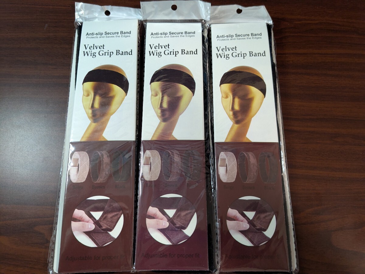 未開封 ウィッグ グリップ バンド 3本セット 黒拍卖