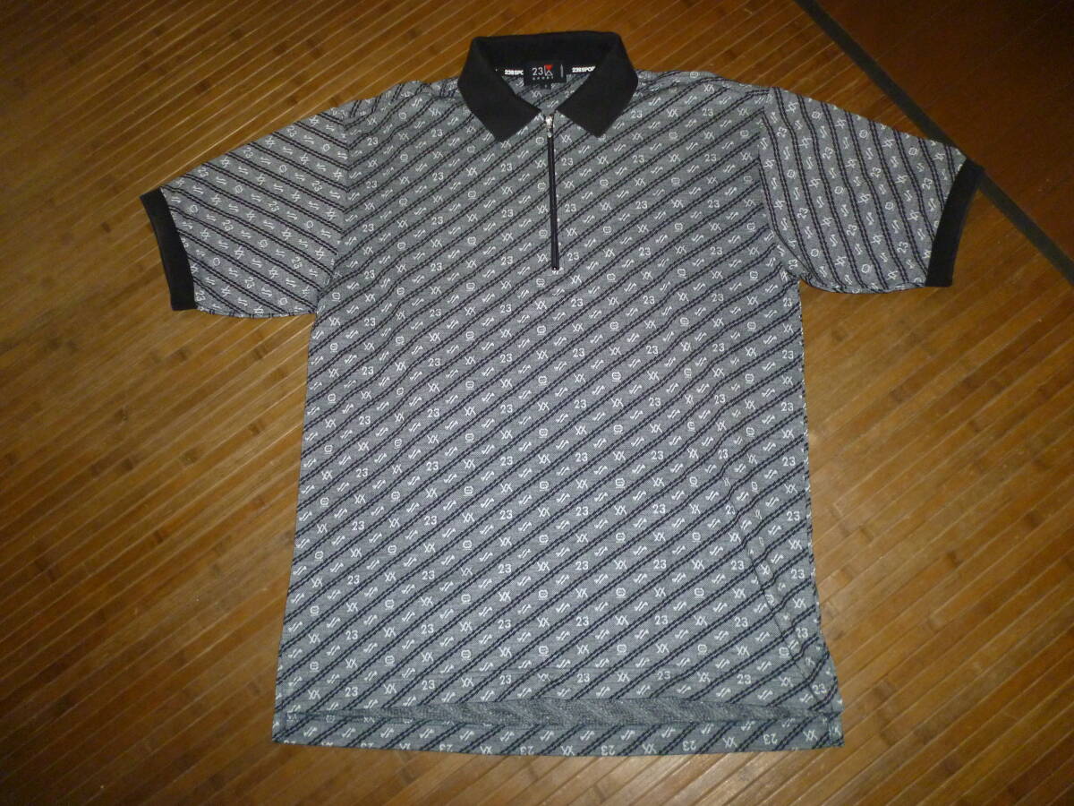 1002-109♂:23区sports オンワード樫山 ポロシャツ 半袖 size.2 色.黒系 モノグラム拍卖