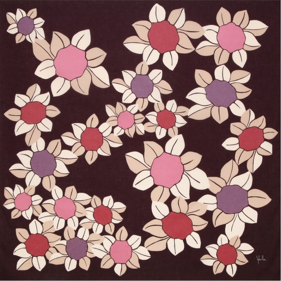 風呂敷 大判 エコバッグ レジカゴバッグ おしゃれ 97x97cm シビラ ふろしき カメリアス 紫 綿二四巾 Sybilla CAMELIAS メール便送料無料拍卖