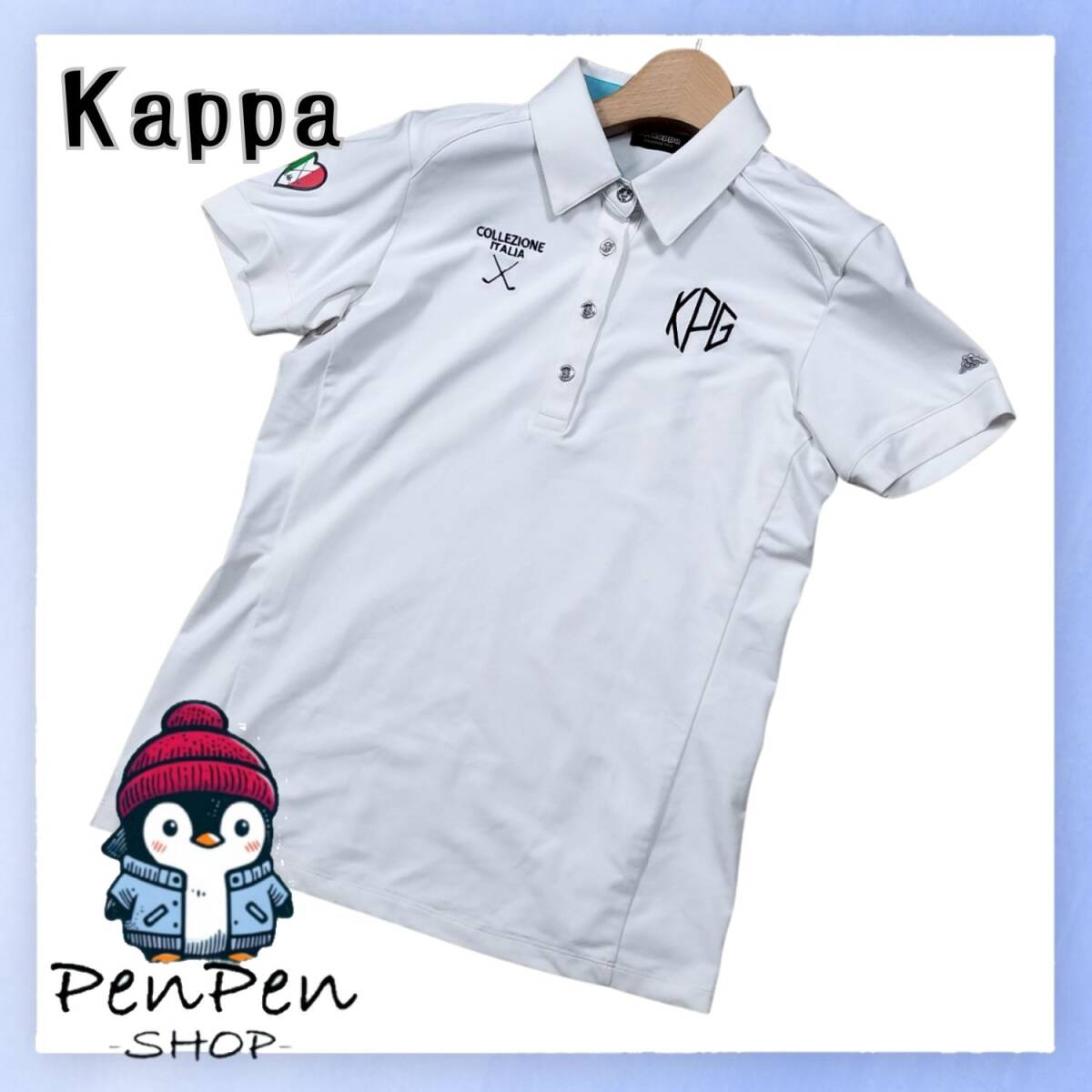 ストレッチ Kappa カッパ ゴルフ レディース 半袖 ポロシャツ 刺繍ロゴ ホワイト Sサイズ スポーツウェア 吸汗速乾 イタリアブランド拍卖