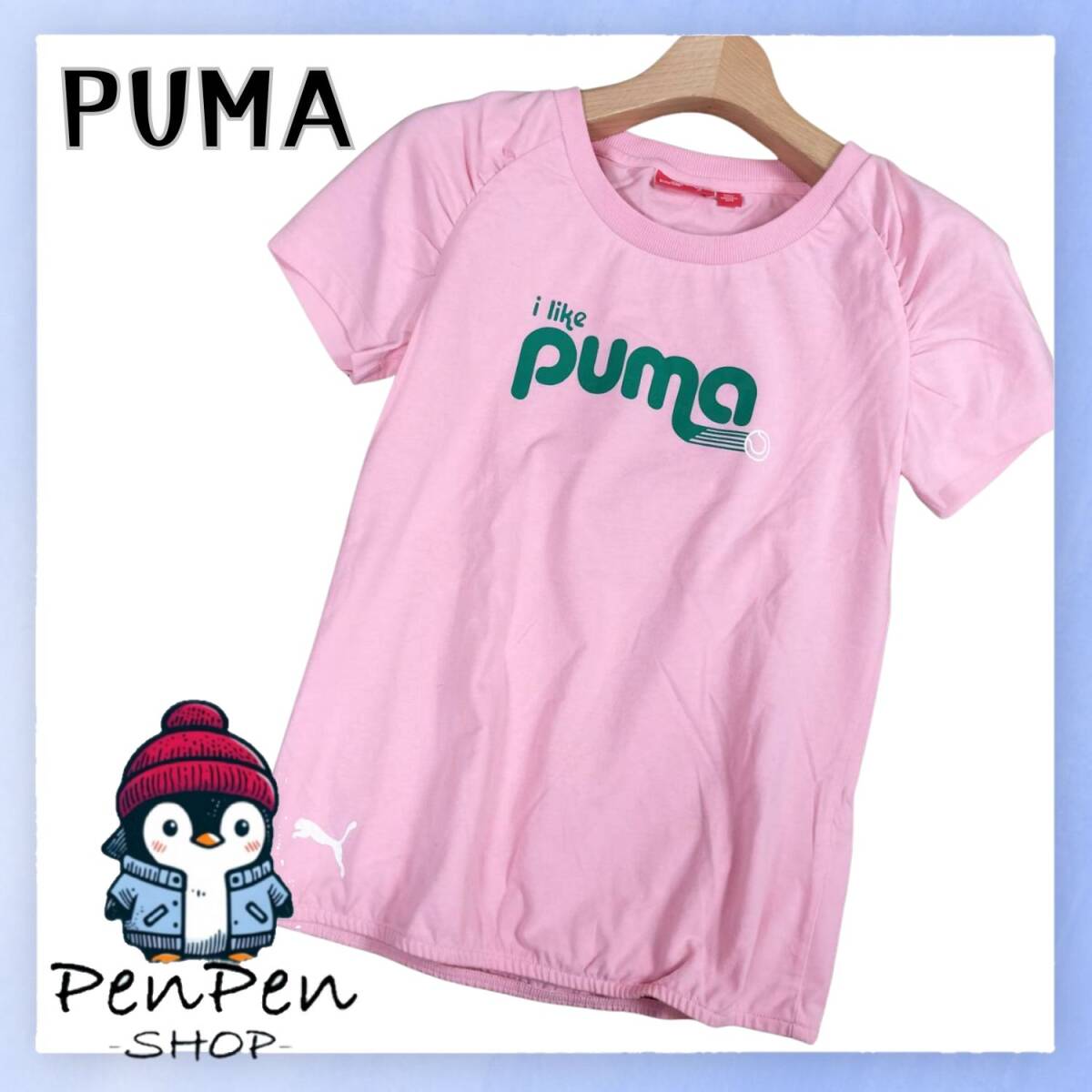 PUMA プーマ レディース Tシャツ 半袖 ロゴプリント コットン×ポリエステル ピンク カジュアル スポーツ Mサイズ 可愛い拍卖