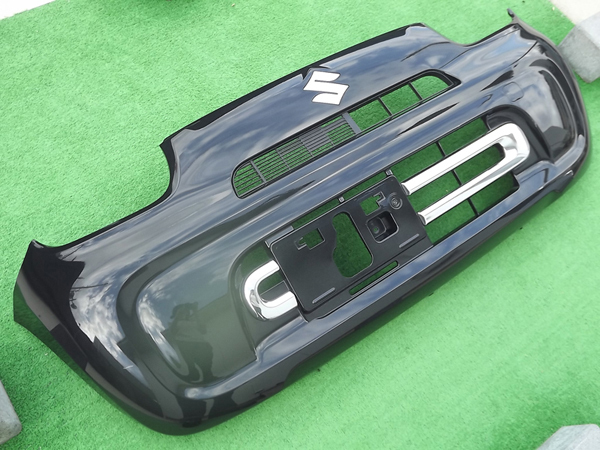 ☆ガーニッシュ付,送料安,ZJ3,ブルーイッシュブラックパール3★アルトHA37S/HA97Sフロントバンパー★フィニッシャー純正モール黒メッキRe:P拍卖