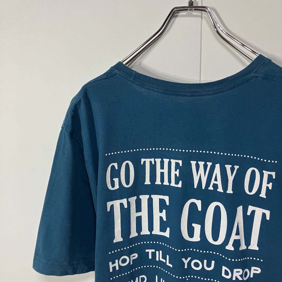 古着 両面 プリント クルーネック 半袖 Tシャツ ブルー拍卖