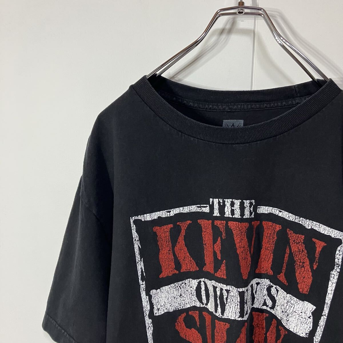 古着 両面 ヴィンテージ プリント ワッペン クルーネック 半袖 Tシャツ ブラック L拍卖