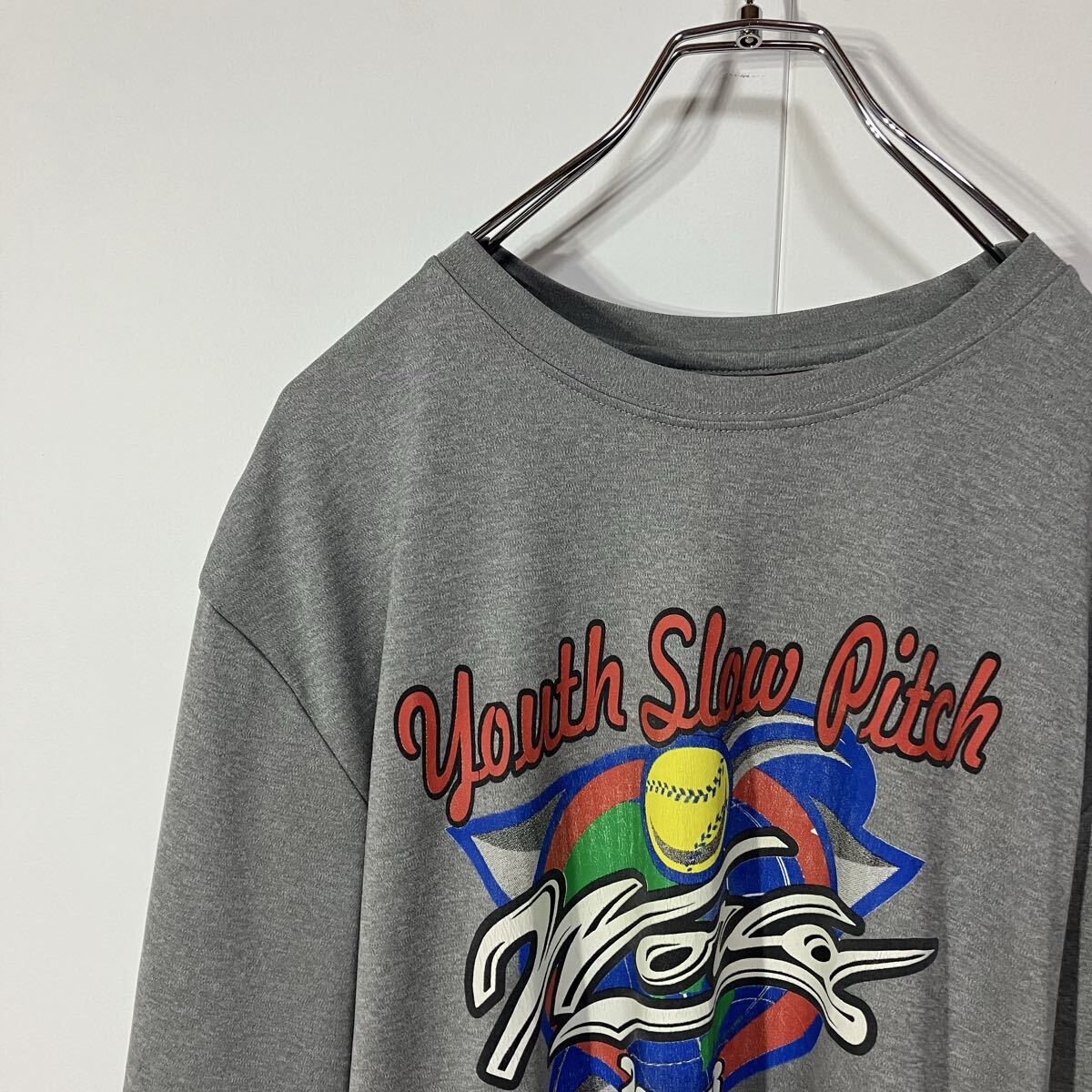 古着 テニス プリント クルーネック ドライ 半袖 Tシャツ グレー M拍卖