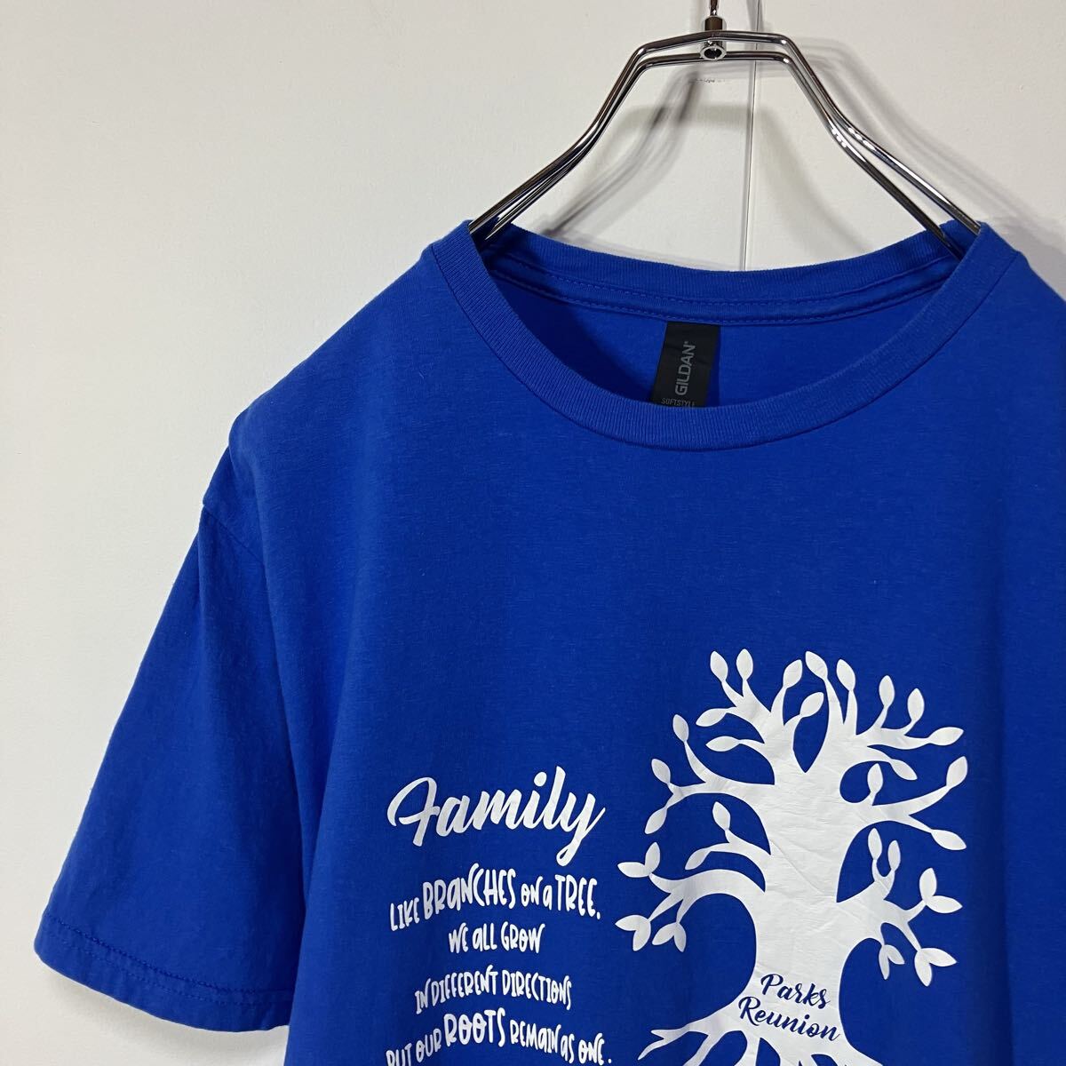 古着 アート プリント クルーネック 半袖 Tシャツ ブルー M拍卖