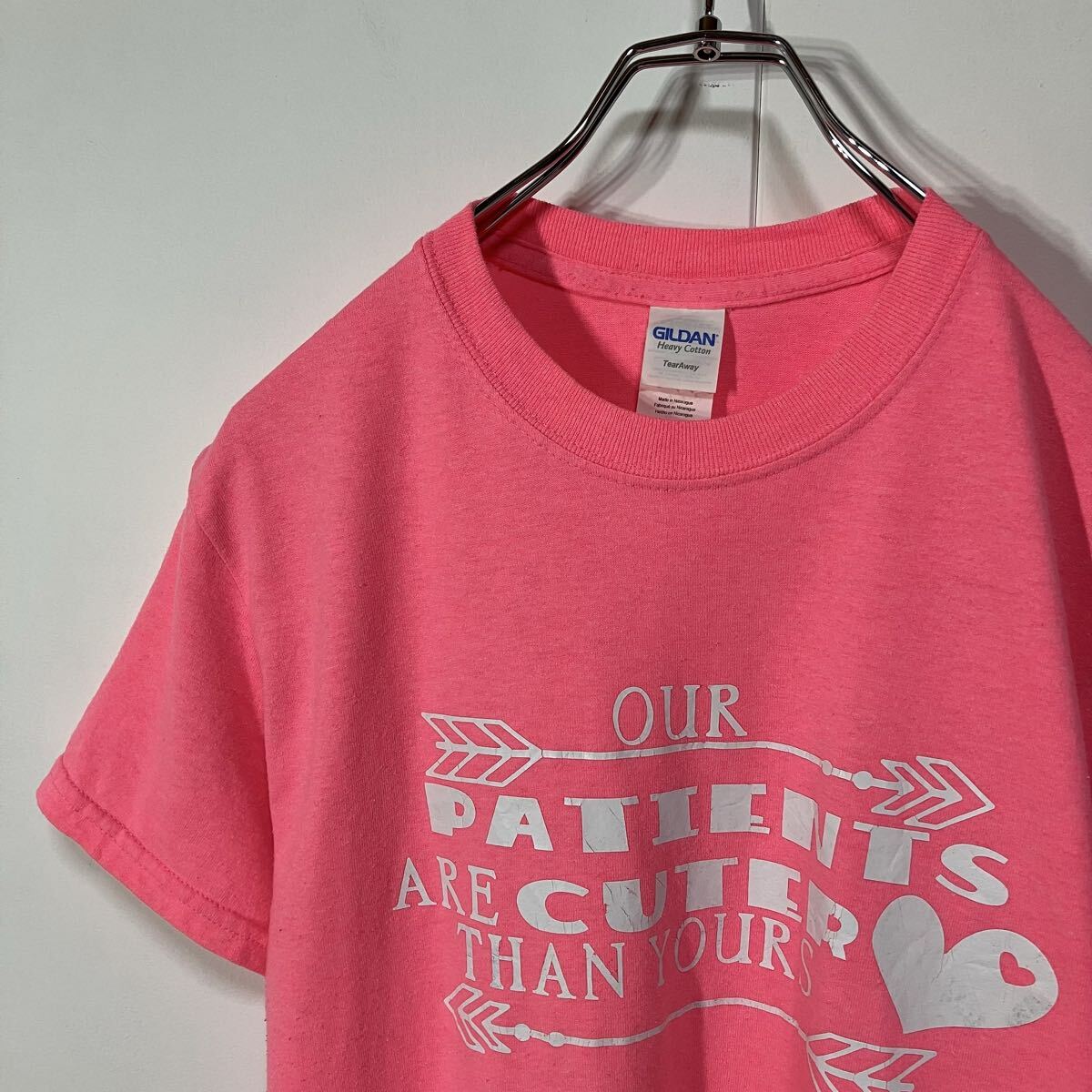 古着 アート プリント クルーネック 半袖 Tシャツ ピンク S拍卖