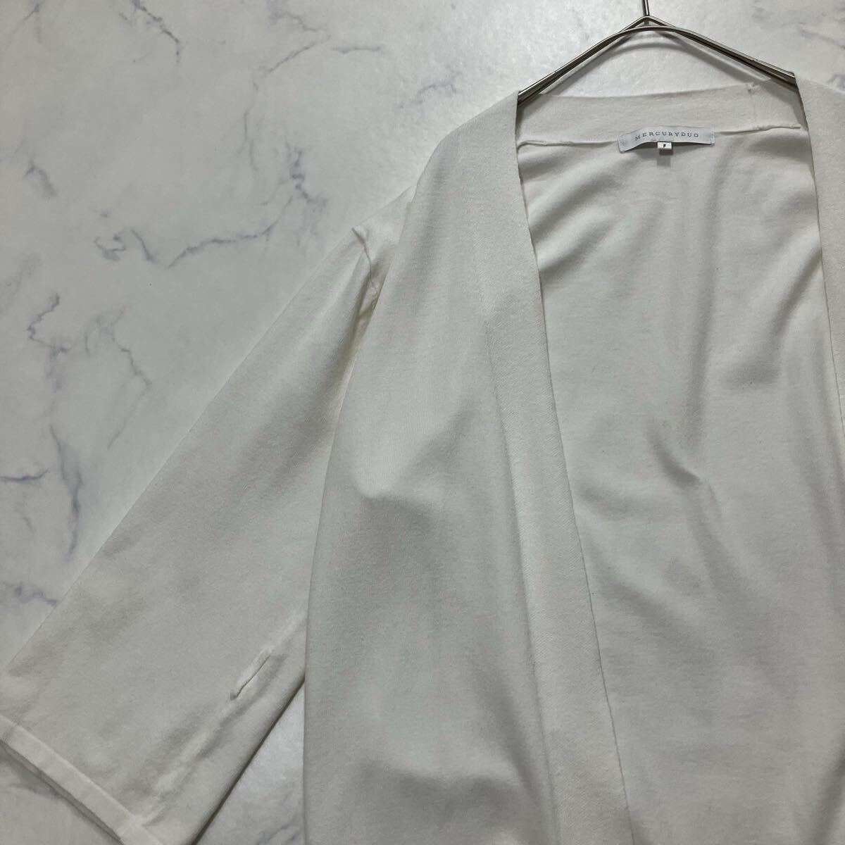 MERCURYDUO マーキュリーデュオ ワントーン ボタンレス 七分袖 羽織 カーディガン ホワイト F拍卖