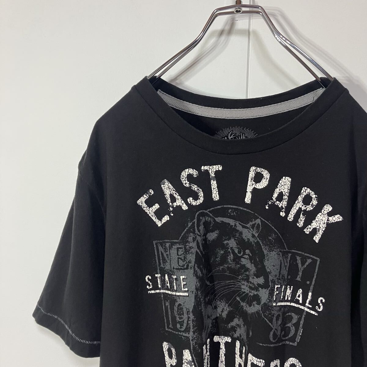 古着 アニマル プリント クルーネック シングルステッチ 半袖 Tシャツ ヴィンテージ感 ブラック L拍卖