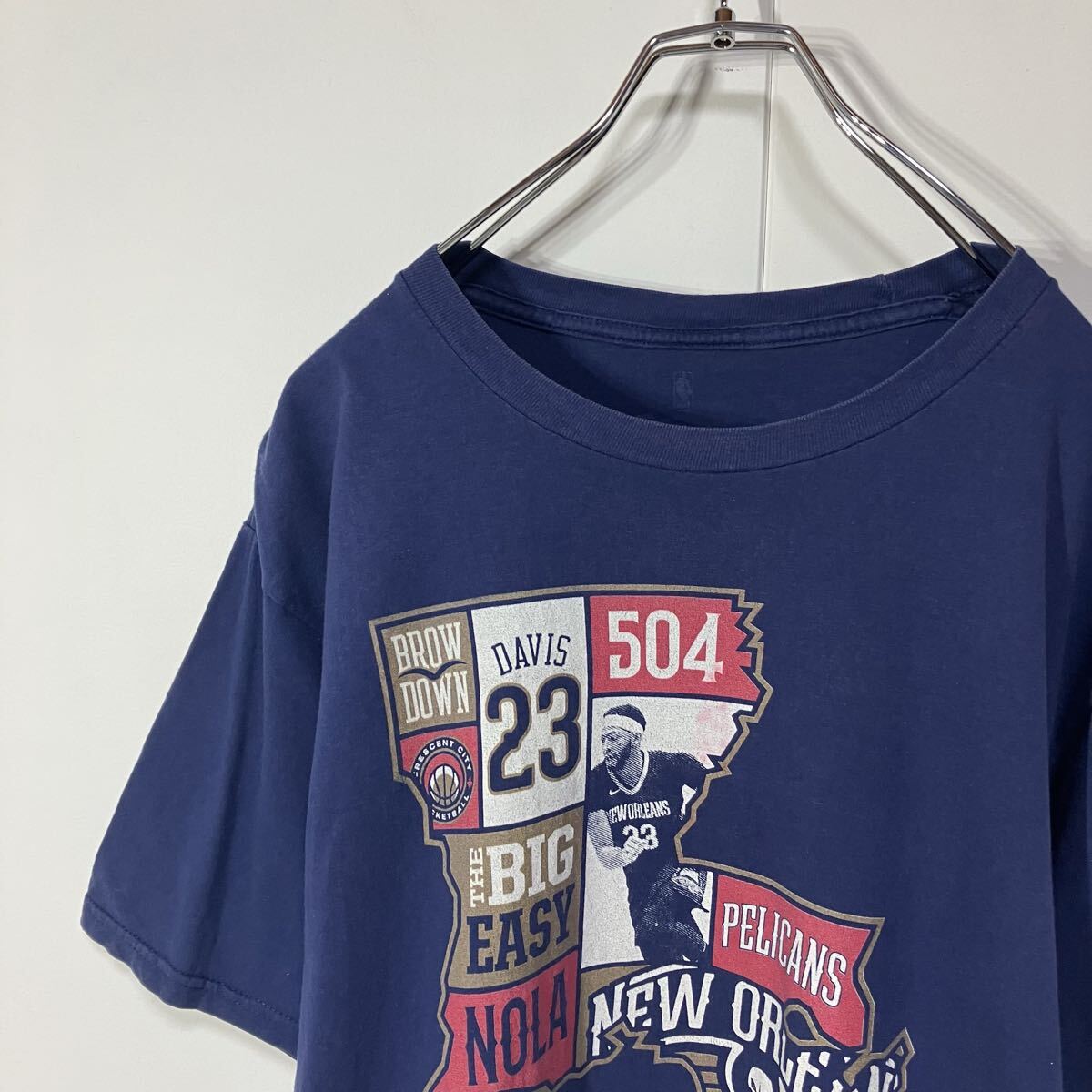 古着 バスケットボール プリント クルーネック 半袖 Tシャツ ネイビー拍卖